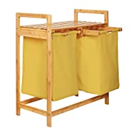 Lumaland Estantería de baño en Bambú con cesto para la Colada - Cesta para Ropa Sucia con 2 compartimientos extraibles…